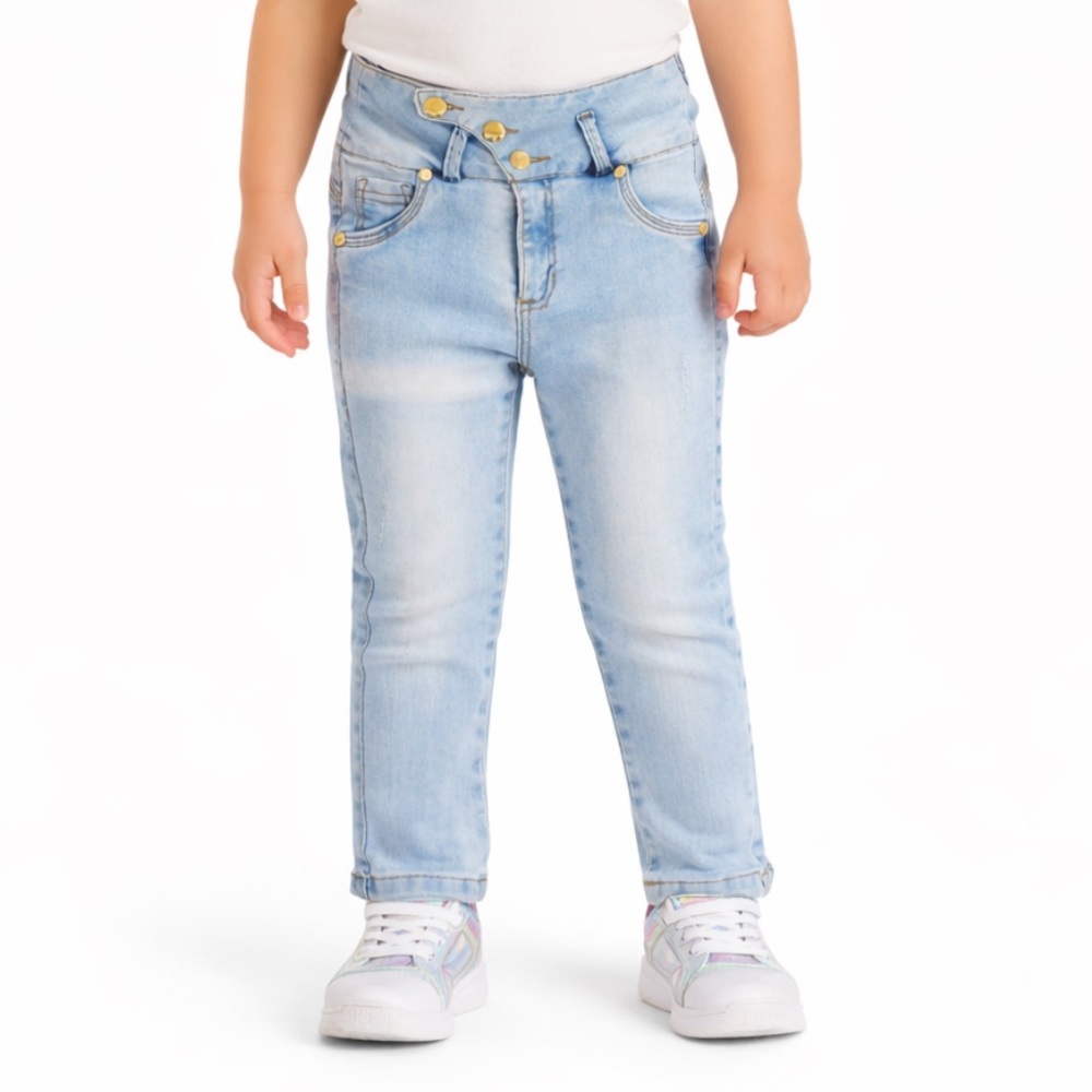 BonBon Up girl’s light wash high waist button jeans size 10